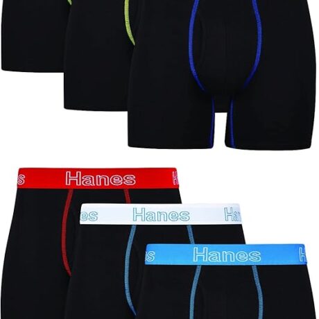 Hanes Men's Underwear Boxer Briefs, Cotton Stretch Moisture-Wicking Underwear, Multi-pack