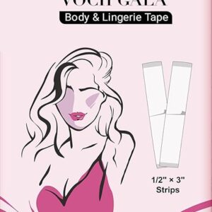 VOCH GALA 100 Strips Double Sided Tape for Fashion and Clothes, Waterproof Fashion Clothing Tape, Fabric Tape to Skin, Strong Adhesive Body Tape, Clear Transparent for All Skin Shades