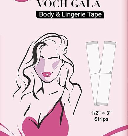 VOCH GALA 100 Strips Double Sided Tape for Fashion and Clothes, Waterproof Fashion Clothing Tape, Fabric Tape to Skin, Strong Adhesive Body Tape, Clear Transparent for All Skin Shades